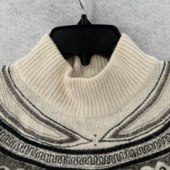 Diffusion Sweater Womens MED Ivory Southwestern Fair Isle Angora Silk Turtleneck - Picture 6 of 14